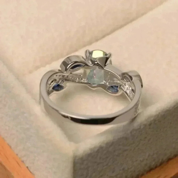 Beautiful Sterling Silver CZ and Blue and White Sapphires Ring - Picture 4 of 5